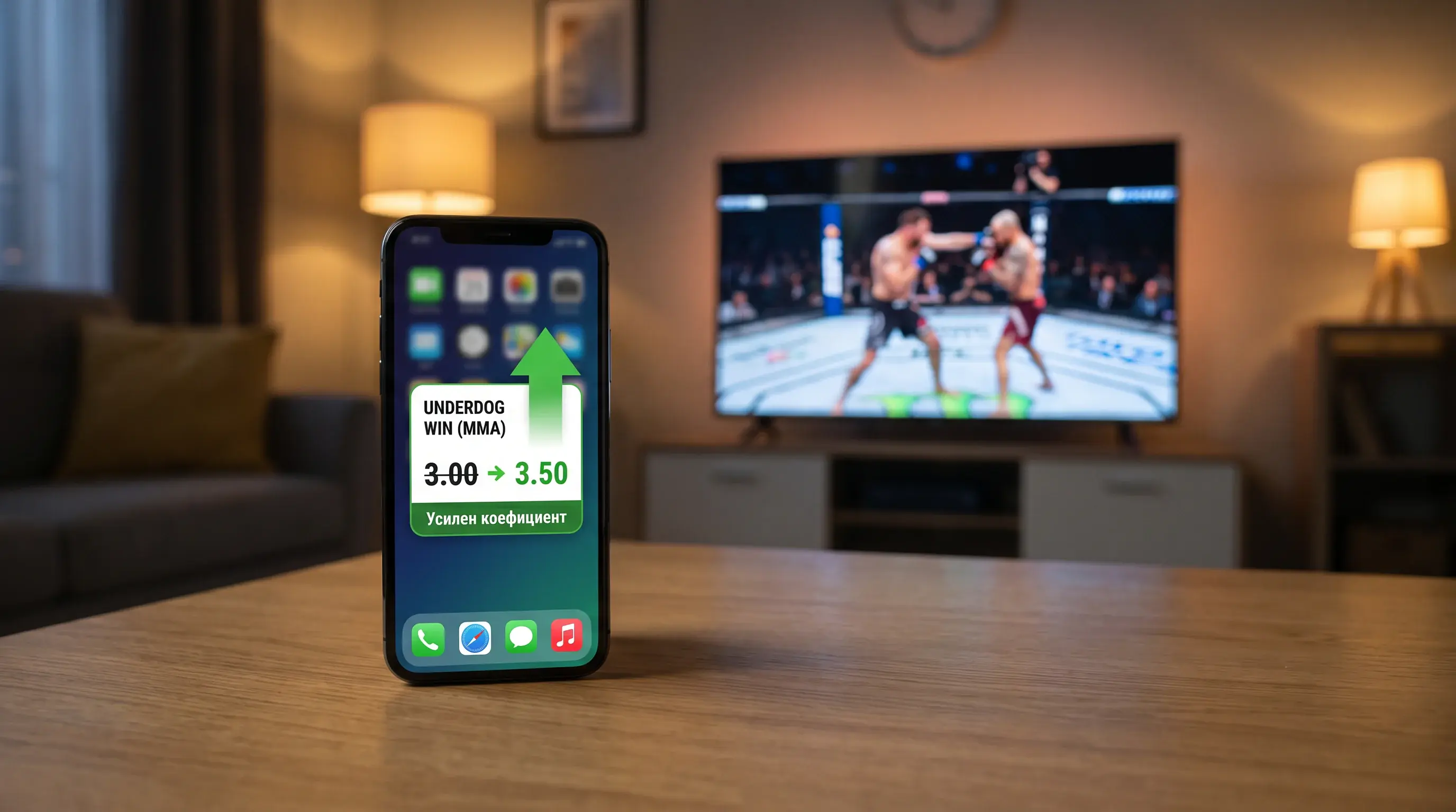 Усилен boosted коефициент върху андердог в двубой от UFC на екран