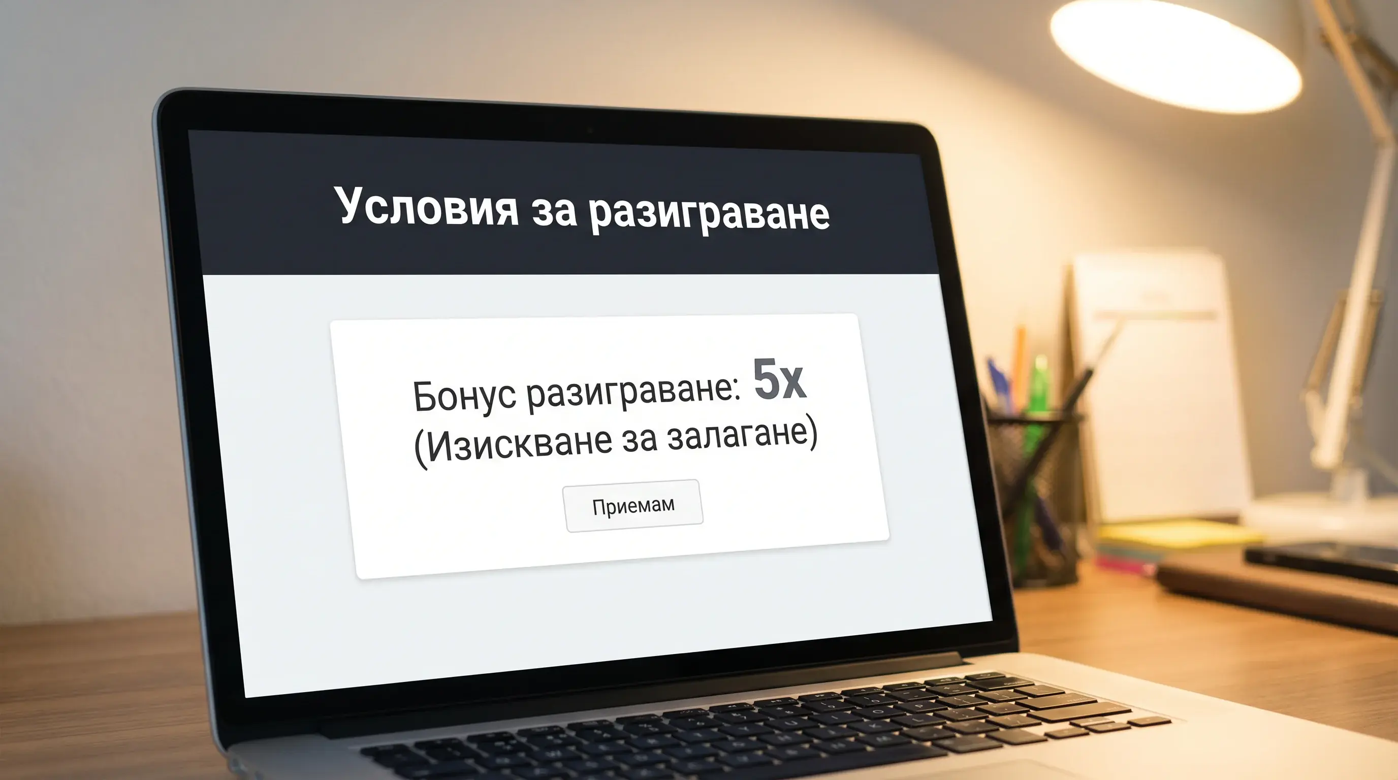 Wagering множител и условия за разиграване на бонус на екран на букмейкър